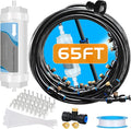 Misting System with Water Filter - Upgraded Signice 65 Ft (20M) Line & 15 Brass Mist Nozzles Outdoor Misters for Patio Cooling Mister Systems Kit for Outside Garden Backyard Greenhouse (Black)