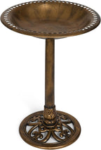Backyard Expressions Outdoor Garden Bird Bath - Bronze - Weather Resistant Polyresin - 27 Inch
