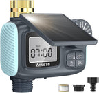 Solar Sprinkler Timer, Solar & Type-C Rechargeable Water Timer for Garden Hose, Programmable Faucet System with Rain Delay/Manual/Auto Mode, Digital Irrigation Controller for Lawn/Yard/Pool