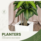 Artificial Dracaena Tree 5FT, Stable Multi-Trunk Fake Tree Indoor with White Tall Planter,Faux Silk Plant for Living Room Office Decor, UV Resistant Realistic Leaves