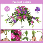 Hommyea Artificial Flowers for Outdoor, 2 Bundles UV Resistant Fake Plants Decoration Realistic Faux Silk Flowers No Fade Plastic Flowers for Outside Planters Home Porch Patio Yard Garden Decor