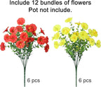 HyeFlora Artificial Flowers for Outdoors Fake Plants Outside Decoration, 12 Bundles Silk Colorful Morning Glory with Eucalyptus UV Resistant Realistic Faux Flowers for Planter Porch Patio Yard Garden