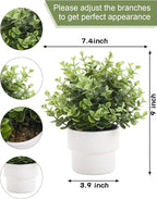 Coferset Small Fake Plants 7.45” Eucalyptus Potted Artificial Eucalyptus Plant for Bedroom Kitchen House Living Room Shelves Farmhouse Table Office Desk Bathroom Home Indoor Decor (Green)