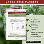 Sow Right Seeds - Bulk Mixed Kale Seeds for Planting - 4 Grams, 1200 Seeds - Non-GMO Heirloom Jumbo Packet to Plant Home Vegetable Garden - Grow Loads of Healthy Kale - Variety of Colors and Textures