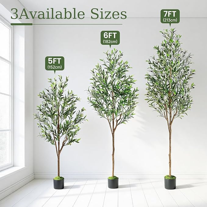 Alupssuc 5ft Olive Tree Artificial Indoor, Fake Tree Potted Faux Olive Trees with Lifelike Fruits and Realistic Leaves, Artificial Plants Indoor Fake Plants for Modern Home Office Living Room Decor