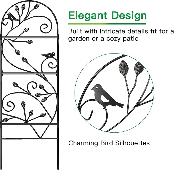 Amagabeli 4 Pack Garden Trellis for Climbing Plants Outdoor 46" x 15" Rose Wrought Iron Trellis for Vine Vegetable Flower Ivy Cucumber Decorative Trellis Black