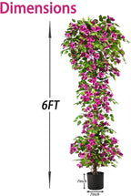 Artificial Bougainvillea Tree -6FT Faux Bougainvillea Tree with Realistic Flowers, Tall Fake Flower Tree for Indoor or Outdoor Decor, Silk Floral Plant for Living Room, Porch, Garden (Purple)