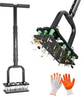 Sakerplus Aerator Lawn Tool, Spike Lawn Aerator with Auto-Return Self-Cleaning Tines, Anti-Fatigue Comfort Pad, Reinforced Anti-Breakage Joints, 15 Steel Tines for Garden Healthy Grass Aeration -Black