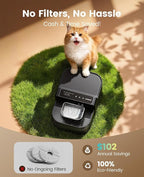 oneisall Wireless Filterless Cat Water Fountain, Separate Clean and Dirty Water Pet Fountain with Stainless Steel Bowl, 3.5L/118oz Quiet No Filter Smart FreshFill Automatic Cat Water Dispenser, Black