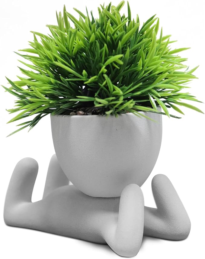 Zerzsy Faux Succulents in Cement Pots Potted Mini Fake Plants for Desk Decoration, Kitchen Shelf Decor, Office Decor for Women, Bathroom Shelf Plant Decor - Set of 1
