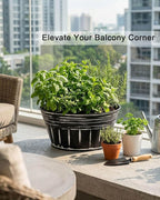 vensovo 10 Inches Black Metal Rustic Plant Pots - 4 Pcs Large Shallow Galvanized Planters with Drain Hole and Rubber Plug, Rustproof Tin Bucket Succulent Pot Indoor Farmhouse Vintage Style for Decor