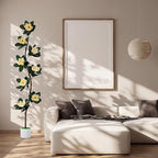 Jexine 6 ft Artificial Rubber Tree with 8 Magnolia Flowers in Pot Extra Tall Faux Magnolia Tree Fake Plant Indoor Floor Plant for Indoor Living Room Office Home Decor