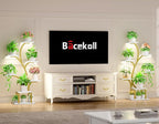 BACEKOLL Plant Stand Indoor with Grow Lights, 7 Tiered Indoor Plant Shelf, 49" Corner Plant Stands for Indoor Plants, Metal Plant Flower Display Shelf, Tree-Shaped Plant Rack for Home, Faux Marble