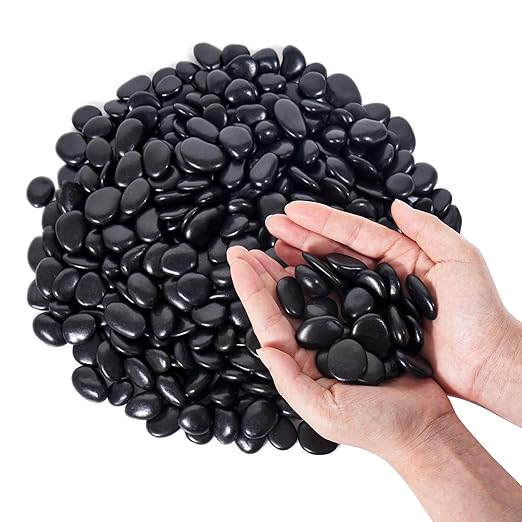GreatBuddy 30-lb Black River Rocks for Landscaping, 1-2 Inches Black Polished Pebbles, Decorative Rocks for Plants Indoor& Outdoor, Garden Landscaping, Aquariums, Vases, Potted Plants, Home Decor