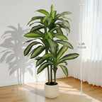 5FT Artificial Tree Dracaena Plant in Decorative Pot-Realistic Fake Plant for Indoor Outdoor Use,Home Office Living Room Decor,Real Touch Leaves,Housewarming Gift,Black Planter