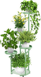 TOSKING 5 Tier Metal Plant Stand Indoor，Anti-Tip Round Base for Pots, Child & Pet Friendly,Plant Shelf, Corner Shelf Flower Pot Stand for Outdoor Plant Stand for Living Room Balcony Garden Patio Bedroom (Green, 42in)