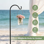 Urban Deco 4PK Heavy Duty Shepherds Hook, 37' Inch Tall Adjustable Height Shepards Hooks for Outdoor, Plant Hangers Garden Stakes, Plant Hooks Pole for Wedding, Garden, Outdoor
