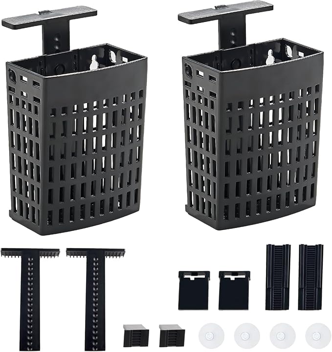 2pcs Upgraded Adjustable Aquarium Plant Holder，Fish Tank Plants Holder,Fish Tank Aquaponics Plant Cultivation and Aquarium Landscape Decoration with Hooks and Suction Cup(Black)