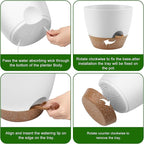 Plant Pots 10/9/8 Inch Self Watering Pots, Set of 3 Plastic Planters with Drainage Holes and Saucers,Plastic Flower Pots,Nursery Planting Pot for Indoor Out Door Plants（White）