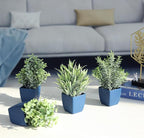 summer flower Set of 4 Fake Plants in Pot Small Artificial Eucalyptus Potted Plant Mini Wheat Grass Ferns Faux Greenery for Home Indoor Office Table Bathroom Farmhouse Decorations Blue