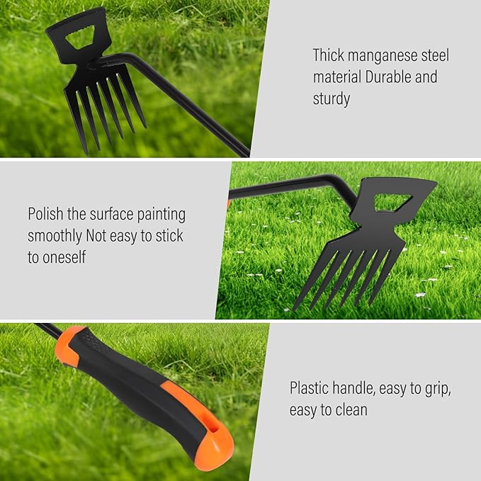 SIXCAR Weed Remover Tool,Portable Garden Weeder Tool,New Manganese Steel Weeding Tools,for Hand Weeder for Vegetable Gardening Backyard Farm Planting & Uprooting Weeding Tool (Rubber 6-Tooth)