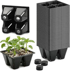 RooTrimmer 40 Pack Reusable 4-Cell Seed Starter Tray for Seedlings, Deep Large Cell Plant Starter Trays with Drainage Holes for Seed Germination, Easy Transplant, Fits Standard 1020 Flats, Black