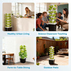 JESLED Hydroponic Tower with Tent, Hydroponics Growing System with 5000K Full-Spectrum Grow Lights, Dual Timers for Auto Watering & Lighting, Grows 30 Herbs & Vegetables, 10L Water Tank, High 37"