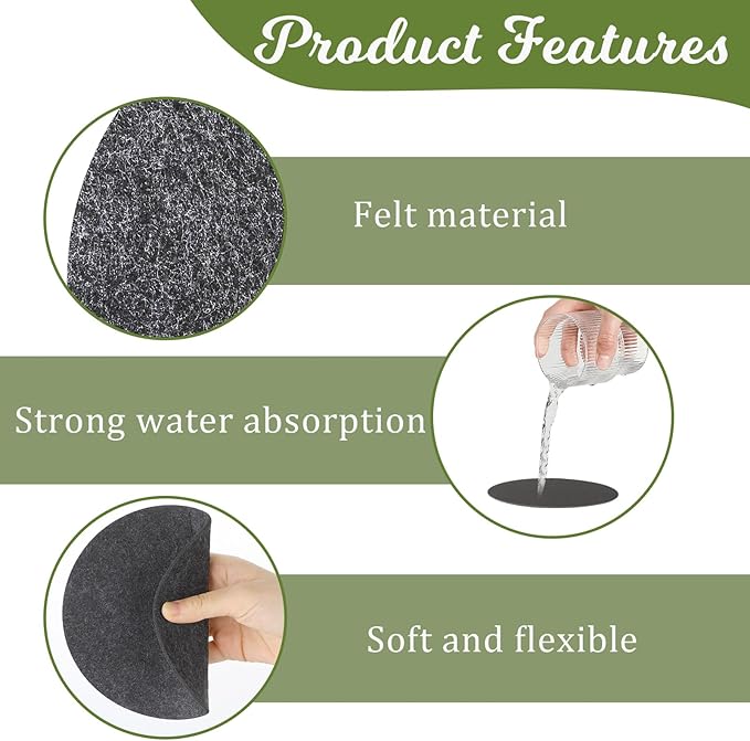Felt Plant Coaster Mat, 6 Pcs Round Plant Saucers for Indoors Reversible Absorbent Waterproof Fabric Flower Pot Saucers for Gardening Outdoor Pots, DIY Craft Supplies(4”, 6”, 8”)