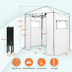 EAGLE PEAK 6x4 Portable Walk in Greenhouse, Pop Up Indoor Outdoor Greenhouse, Green House Kit with Zippered Roll-Up Doors and Windows, PE Cover, Clear/White