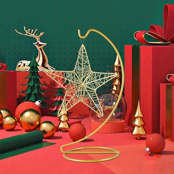 9 Inch Gold Ornament Display Stand, Metal Ornament Hanger Stand for Hanging Glass Globe, Air Plant Terrarium, Witch Ball, Christmas Ornament and Home Wedding Decoration (1, 9x4 Gold)