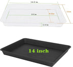 VUWEZ Plant Growing Trays 4 Pack, Plant Tray, 14.5"x11", Heavy Sturdy Plastic Plants Saucer, Seedling Starter Trays, Seed Starter Growing Tray (Black)