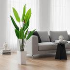 Garvee 7.7FT Artificial Bird of Paradise Plant, Faux Banana Tree in White Tall Planter, Decorative Evergreen Tropical Floor Plant for Living Room, Entryway, Porch, Office