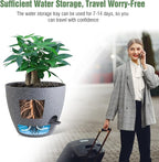 UOUZ 12 inch Large Self Watering Pots, Plastic Planters with 60oZ Removable Deep Reservoir and Multi Mesh Drainage Holes for Indoor Outdoor Garden Plants and Flowers, Grey Speckles