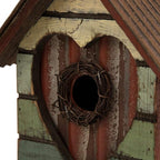 Glitzhome Hanging Bird House for Outdoor, 8.75" H Decorative Pet Cottage Distressed Heart Wooden Birdhouse for Outside, Garden Birdhouse for Bluebird Hummingbird Wren Finch Cardinals Cedar