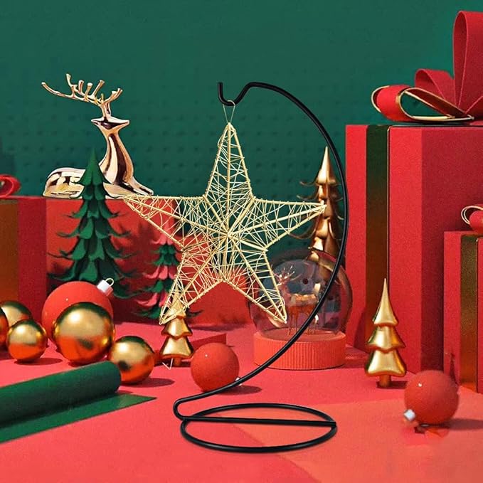 9 Inch Black Ornament Display Stand, Metal Ornament Hanger Stand for Hanging Glass Globe(5inch), Air Plant Terrarium, Witch Ball, Christmas Ornament and Home Wedding Decoration (1, 9x4 Black)