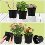 Augshy 110 Pcs 5 Inch Black Plastic Plant Pots, Nursery Pots for Succulents Seedlings, Small Plant Pots with Drainage Holes, Plastic Garden Pots for Home Gardening