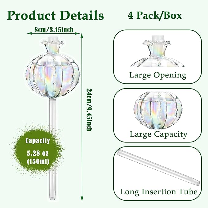 4 Pack Self Watering Planter Insert,Plant Watering Devices Plant Watering Globes for Indoor Plants,Easy Plants Live Houseplants Self Watering Plant Accessories Indoor Items for Plant Lovers - White