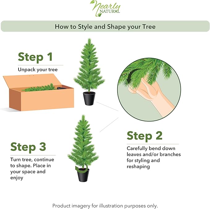 Nearly Natural 4ft Faux Cedar Tree in Nursery Planter, UV Resistant Artificial Pine Tree for Outdoor Front Porch Patio Entryway Decor