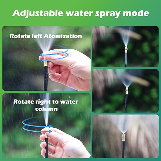 Drip Irrigation System 30 FT with 10 Nozzles, 360° Adjustable Bendable Garden Watering Misting System for Greenhouse, Yard, Lawn, Plant, Garden, 1/4 inch Hose