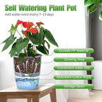 Oliz 6 Inch Self Watering Pots for Indoor Plants, 6 Pack Grey Plastic Flower Pots with Drainage Holes for African Voilet Herbs All House Plants (Include 1 Spray Bottle)