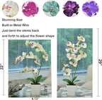 Faux Orchid in Vase Tall Artificial Orchid in Ceramic Vase Tall Silk Orchids with Stems Real Look Potted Fake Phalaenopsis Arrangement Centerpiece Table Decorations for Home Decor Indoor, White