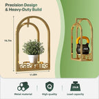 Hanging Planter for Indoor & Outdoor Plants, Mid Century Modern Iron Frame Wall Decor for Living Room Garden Patio 3 Pack Gold（No Light）