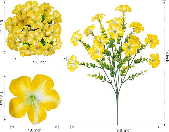 Artificial Flowers for Outdoors Decoration, 20 Bundles Faux Morning Glory with Eucalyptus Look Real UV Resistant Fake Plants Silk Flowers for Outside Yard Gardens Porch Patio Planter Home Urn, Mix