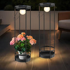 Outdoor Solar Floor Lamp 2-Pack with Plant Stands – Tall Solar Powered Patio & Garden Floor Lamps, Waterproof Standing Lights for Yard, Porch & Outdoor Décor (35.5" H - 2Pack)