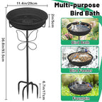 Bird 37In Bath for Outside with Removable Bowl Metal Base, Freestanding Rust-Proof Birdbaths & Birdfeeder, Bird Baths Feeder Bowl for Outdoors Garden Patio Yard Lawn Decor (Black)