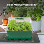 MIXC Seed Starter Kit with Grow Light, Elevated Seedling Tray Kit with Adjustable Humidity Dome and Clear Cell Tray, 12 Full Spectrum Led Beads for Seed Starting Greenhouse, 4 Pack, Green