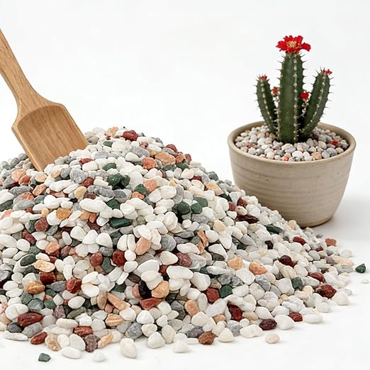 1/8 Inch Natural Aquarium Gravel, Small Pebbles for Fish Tank, Indoor Plants & Succulents, Mixed Color Mini River Rocks for Drainage, Terrarium, Top Dressing & Vase Filler, 6 lb