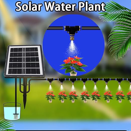 Solar Drip Irrigation System, Automatic Timing Plant Watering Devices Solar Water Pump Ip67 Garden Irrigation System for Greenhouse Garden Lawn