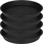 4 Pack of 16 17 inch Plant Saucer (15 inch Base), 2.3" Depth, Heavy Duty Deep Plant Trays for Pots, Plastic Plant Saucers for Indoors, Bird Bath Bowls, Drip Trays for Planter (17", Black)
