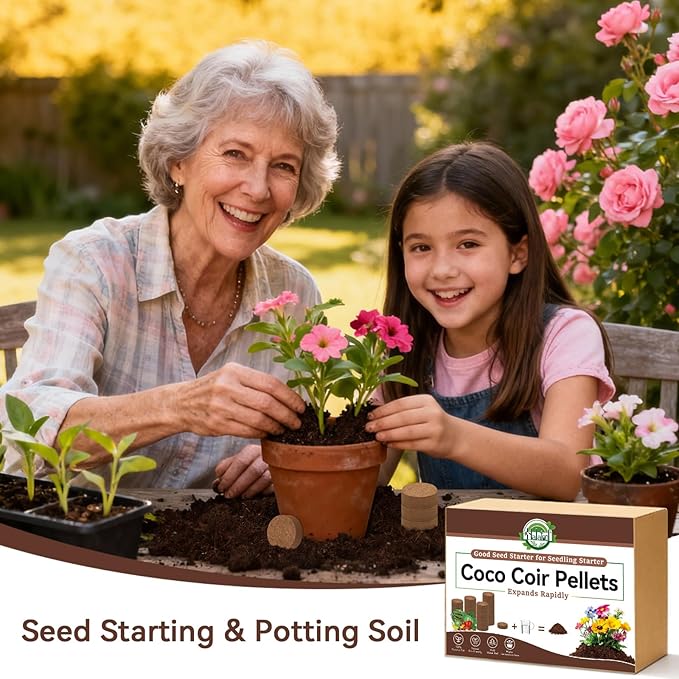 Halatool 55 Pcs Compressed Coco Coir Pellets, Seed Starter Soil Pellets for Indoor Potted Plants, Made from 100% Organic Coconut Coir for 3X Water Retention & Enhanced Aeration, Beginner-Friendly
